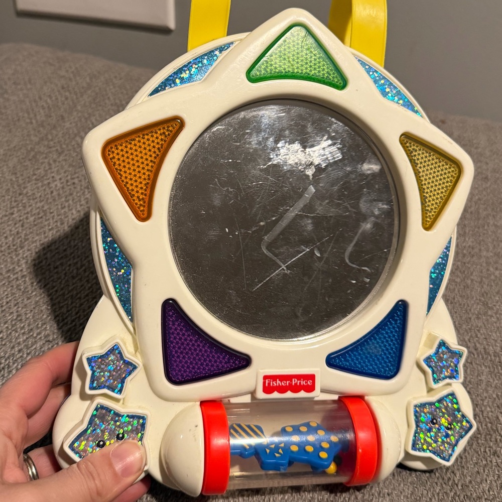 Rare 1999 Fisher-Price Starry Mirror Toy with Red, Blue, and Purple